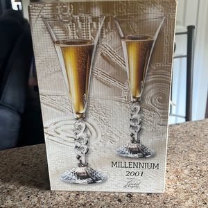 Millennium 2001 Champagne Glasses New in Box
